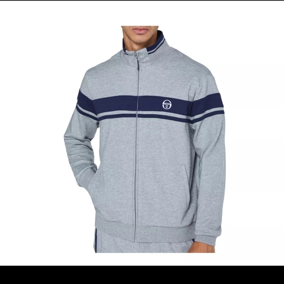 Sergio Tacchini Damarindo Mixed Media Track Jacket Sweatshirt Blue Gray Sz 2XL - Picture 1 of 10
